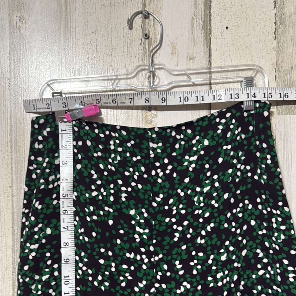 Diane Von Furstenberg Floral Green Black White Wide Leg High Rise SILK Pants - Picture 8 of 13